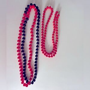 Free💰Add 1 to bundle 2 necklaces: Red Black beads 48”;red silver beads 28”